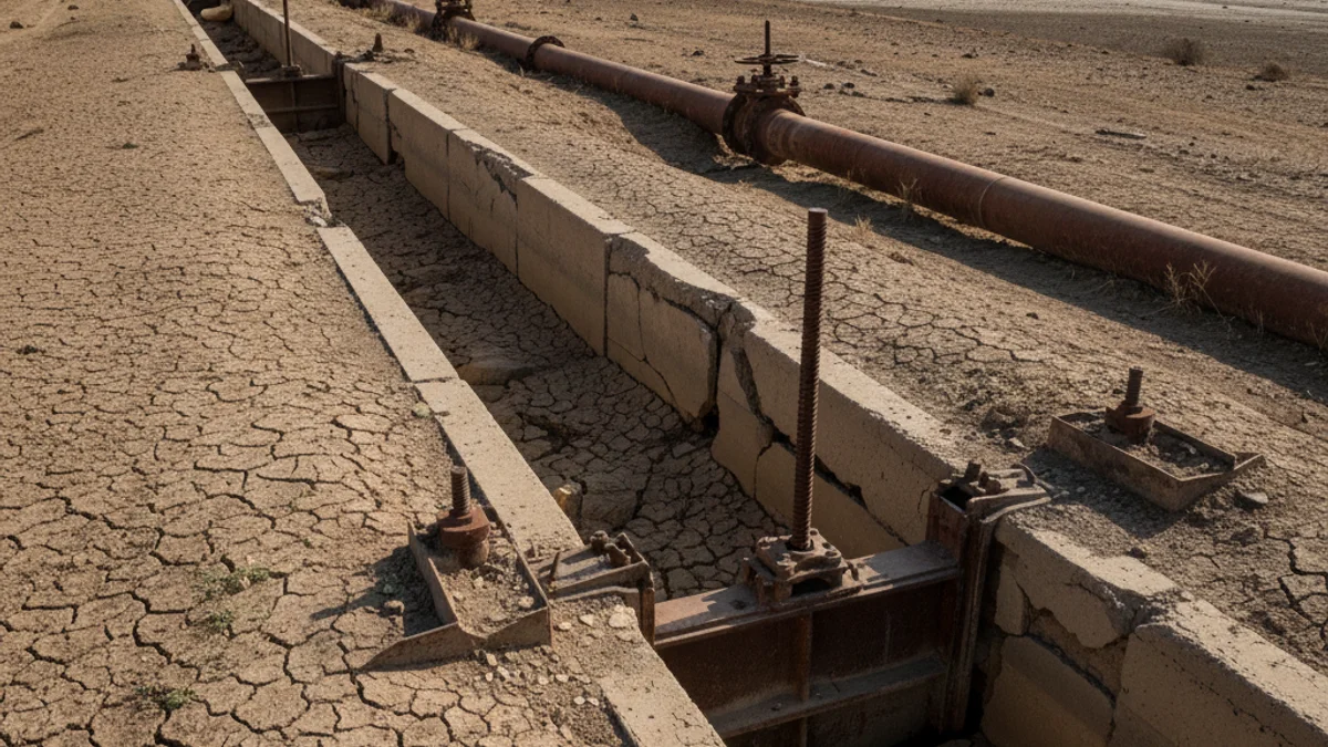 Imagen genérica de un campo de cultivo con sistemas de riego por goteo o una zona agrícola afectada por la sequía.