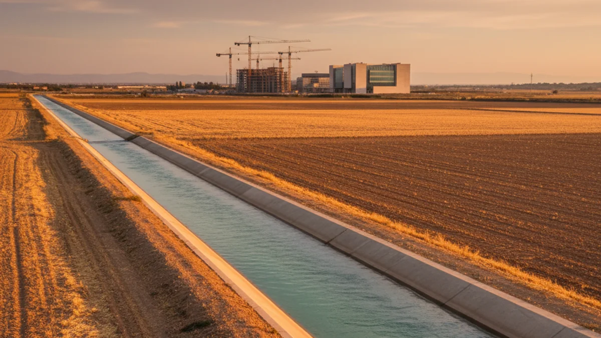 Imagen genérica de un canal de regadío y obras de infraestructura en las comarcas de Ponent.