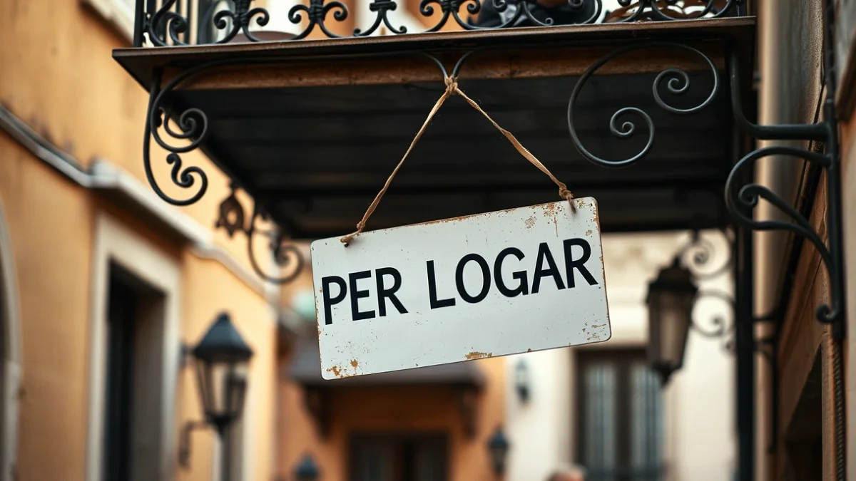 Imagen genérica de un cartel de alquiler en un balcón de un edificio de viviendas.