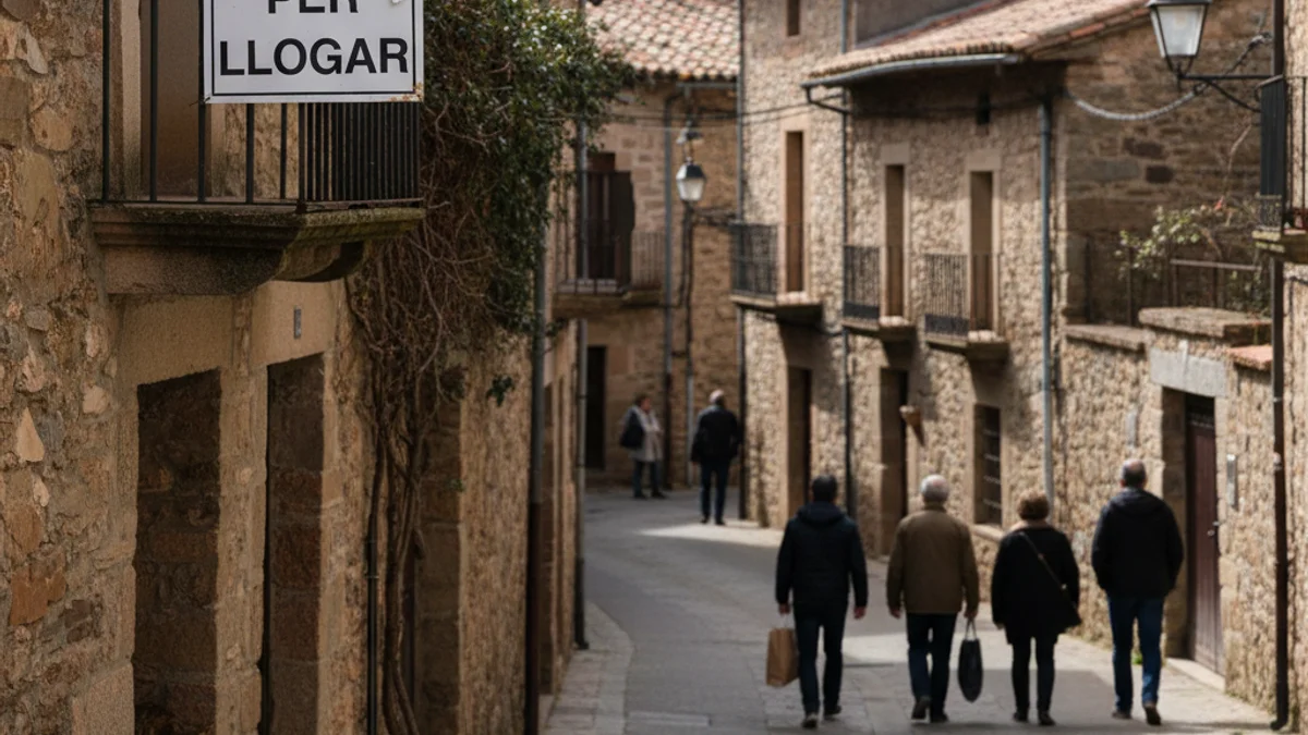 Imagen genérica de un cartel de alquiler en una vivienda de un municipio catalán.
