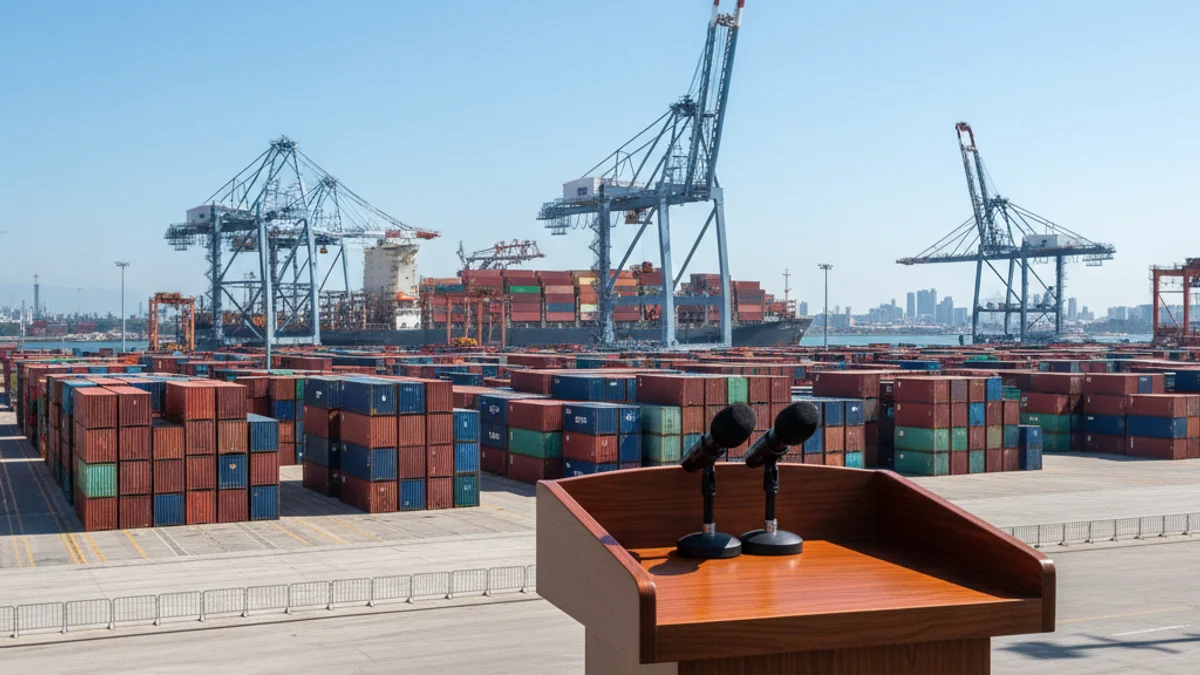 Imagen genérica de una terminal de contenedores en un puerto industrial moderno.