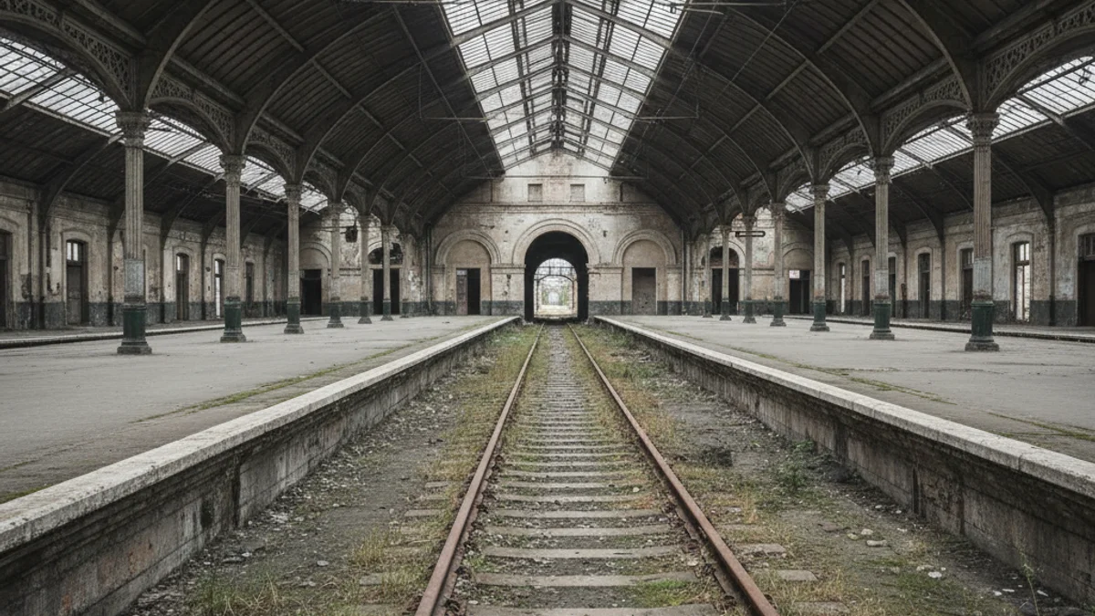 Imagen genérica de una estación de tren con las vías vacías, simbolizando la paralización del servicio ferroviario.