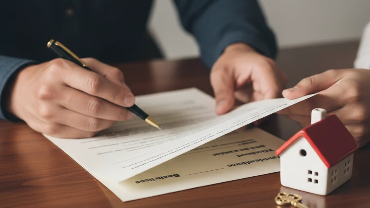 Representación genérica de un contrato o documento legal sobre una mesa, simbolizando una transacción inmobiliaria familiar.