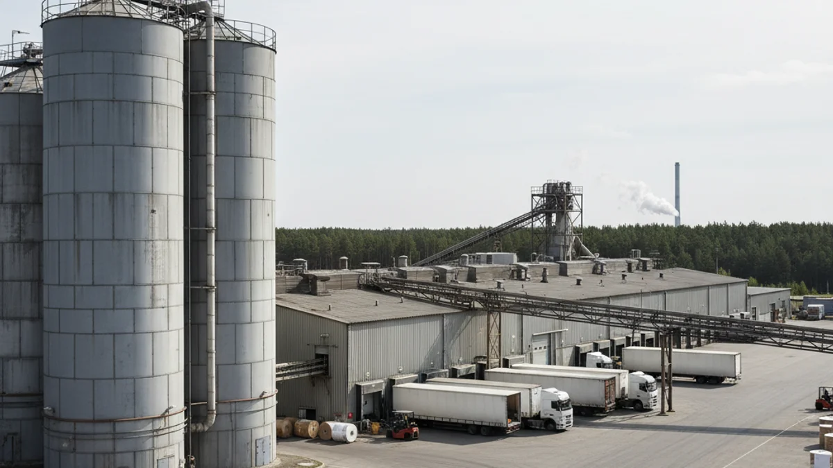 Imagen de una planta industrial de fabricación de papel y embalajes.