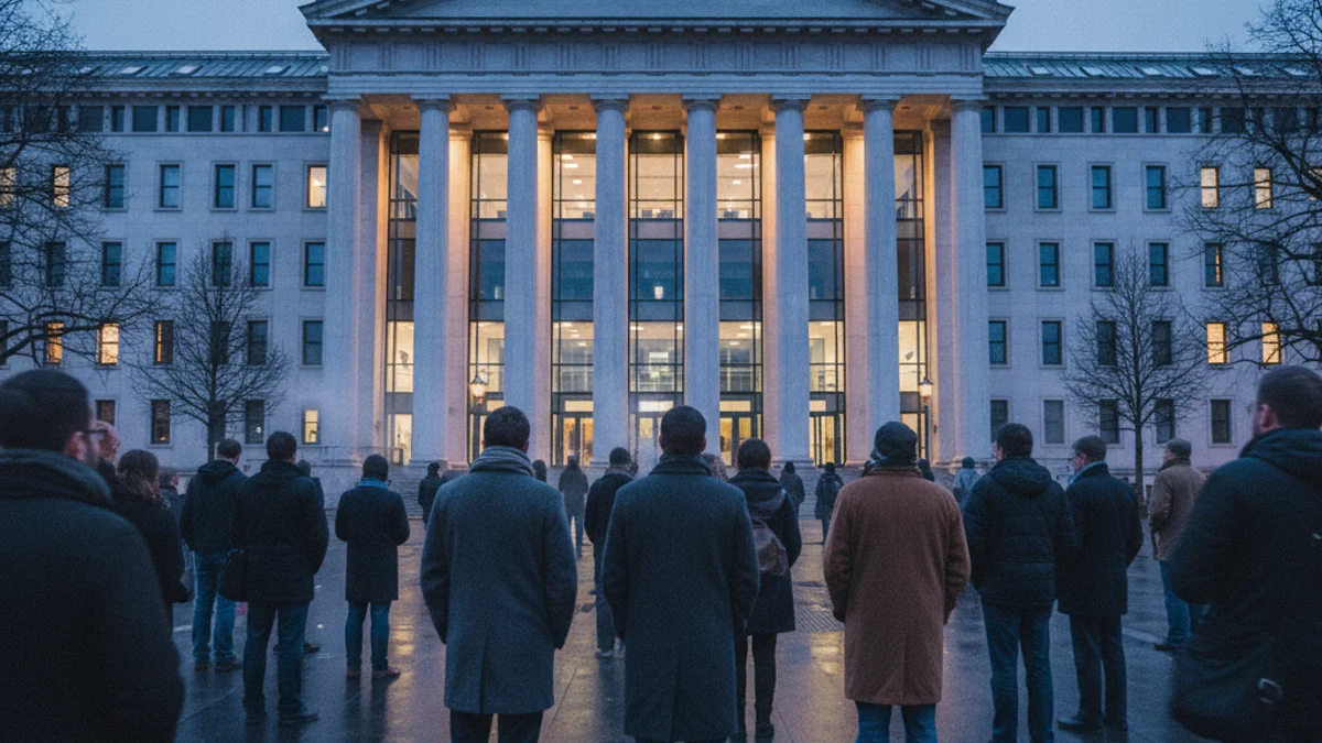 Imagen genérica de una concentración frente a una institución pública.