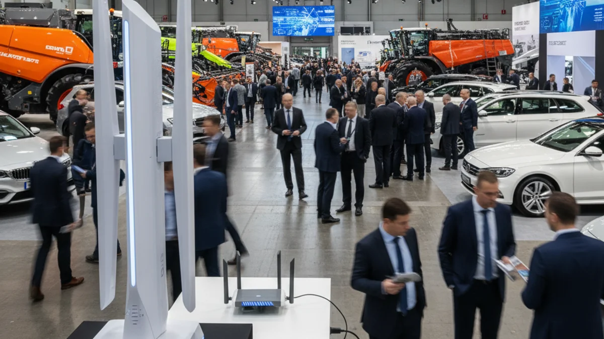 Imagen genérica de una antena de telecomunicaciones en un recinto ferial.