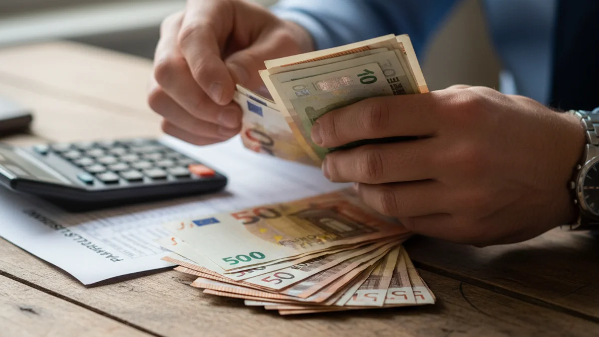 Imagen genérica de unas manos contando billetes de euro sobre una mesa.