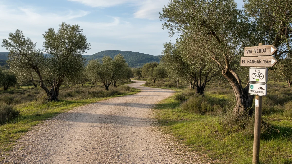 Imagen genérica de una ruta cicloturista en un entorno natural protegido.