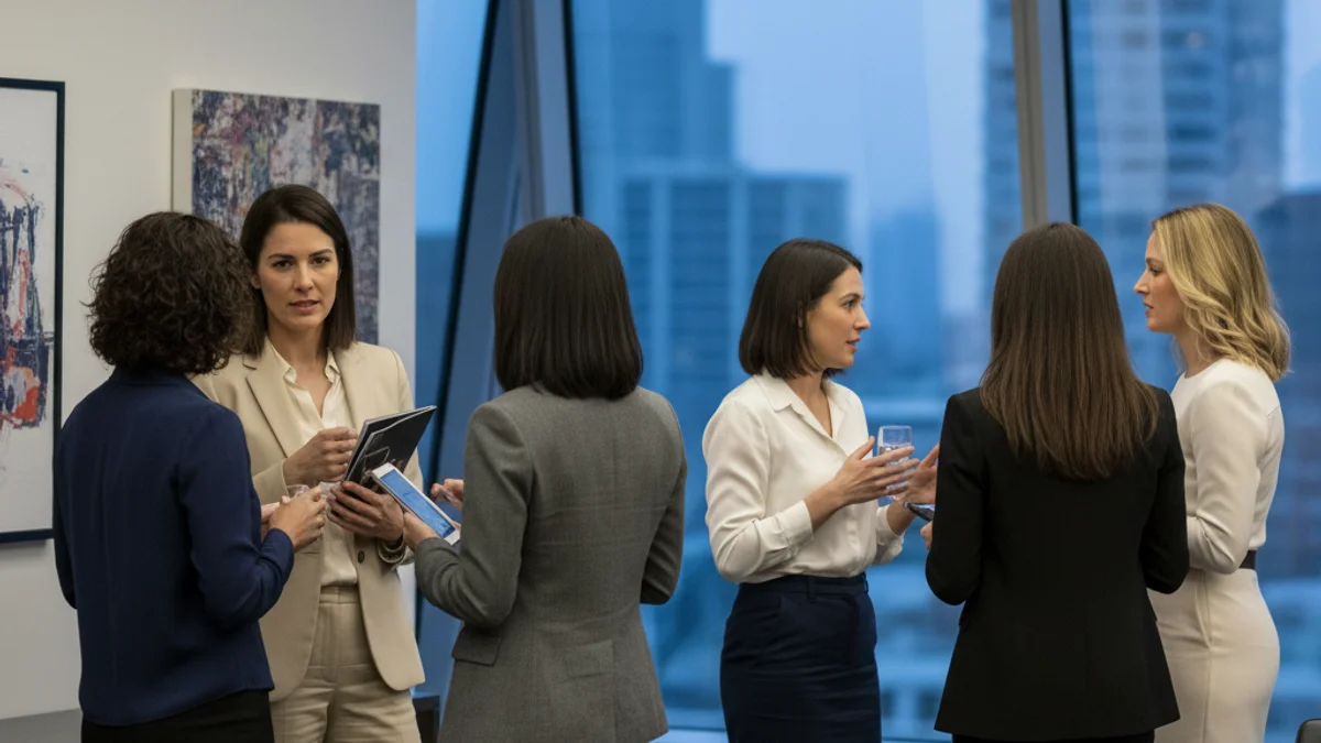 Imagen genérica de una reunión de negocios o un evento de networking con mujeres ejecutivas.