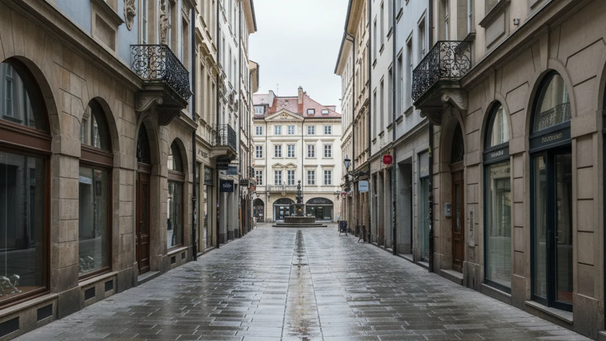 Una vista genérica de una calle comercial vacía en el centro de una ciudad, simbolizando la preocupación por la competencia.