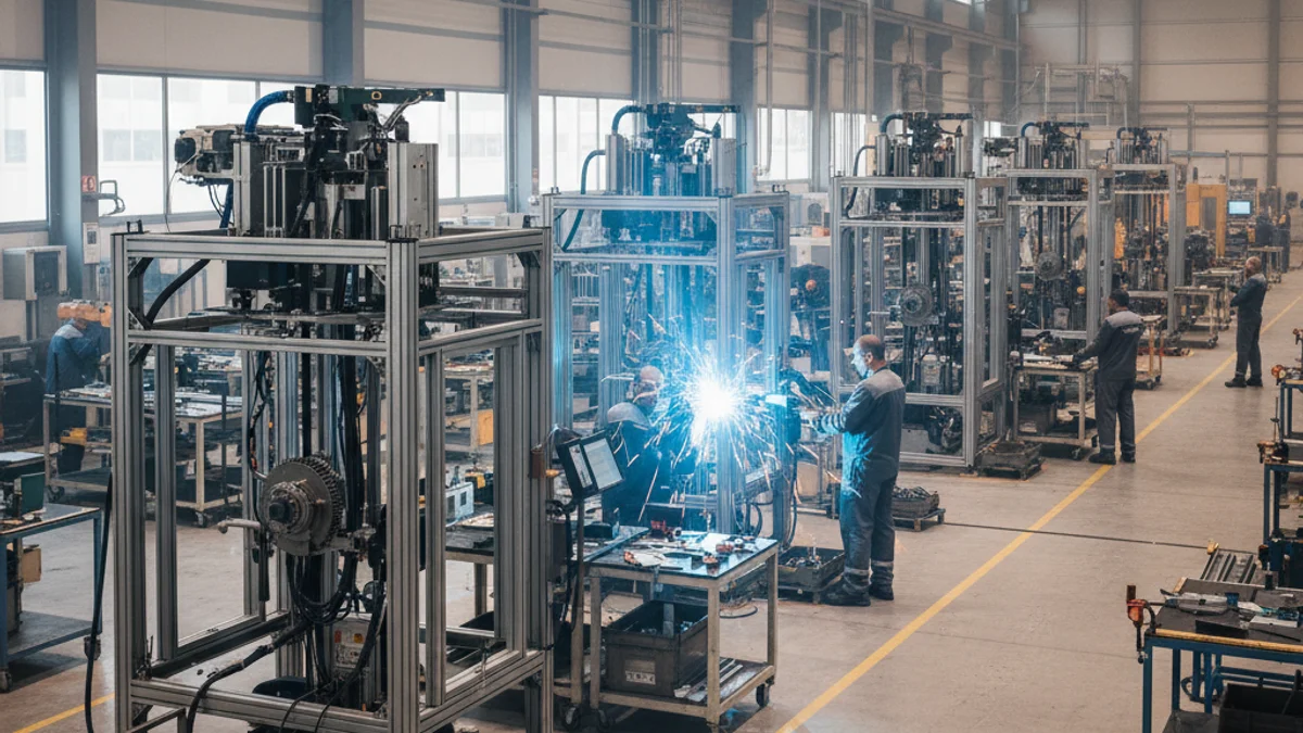 Imagen genérica de la cadena de montaje de una fábrica de sistemas de elevación y accesibilidad.