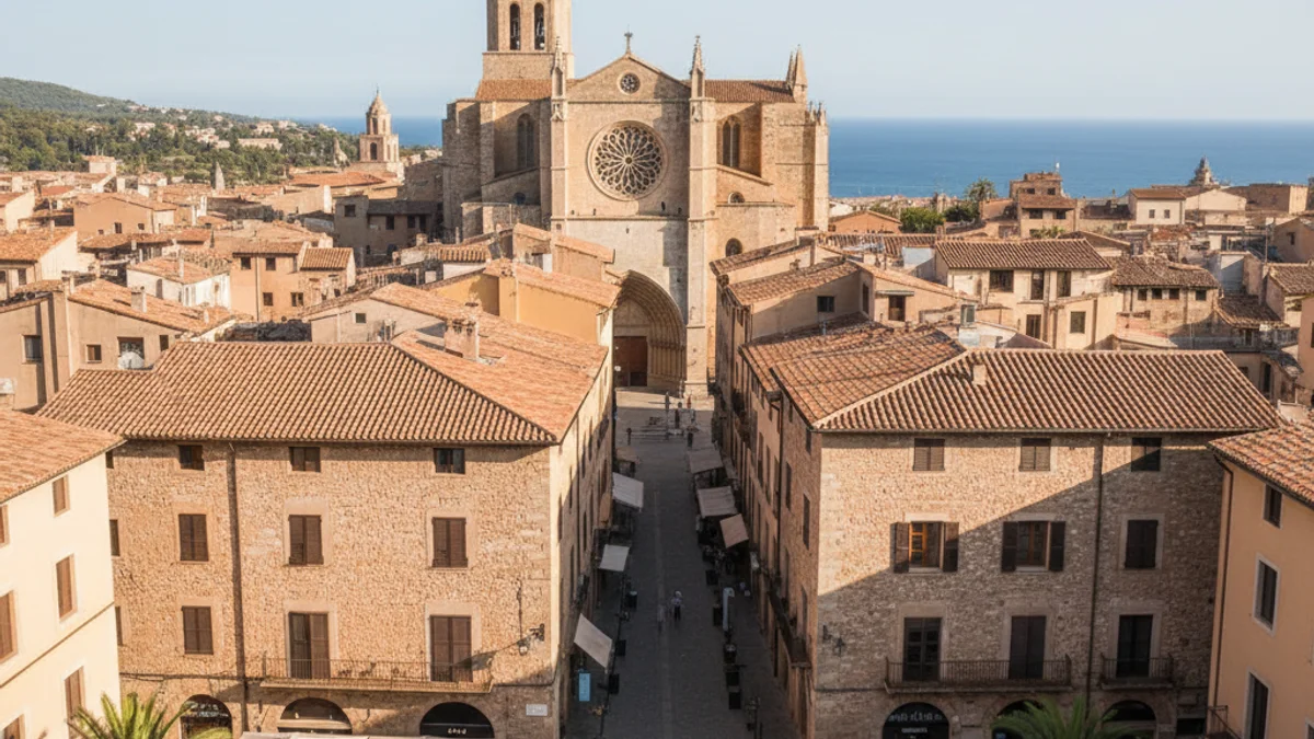 Vista panorámica de la ciudad de Lleida con la Seu Vella al fondo.