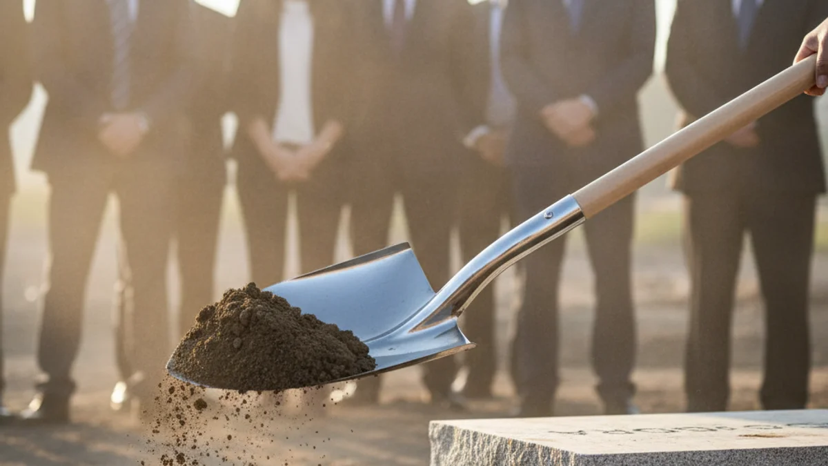 Imagen genérica de la colocación de una primera piedra en un solar en construcción.