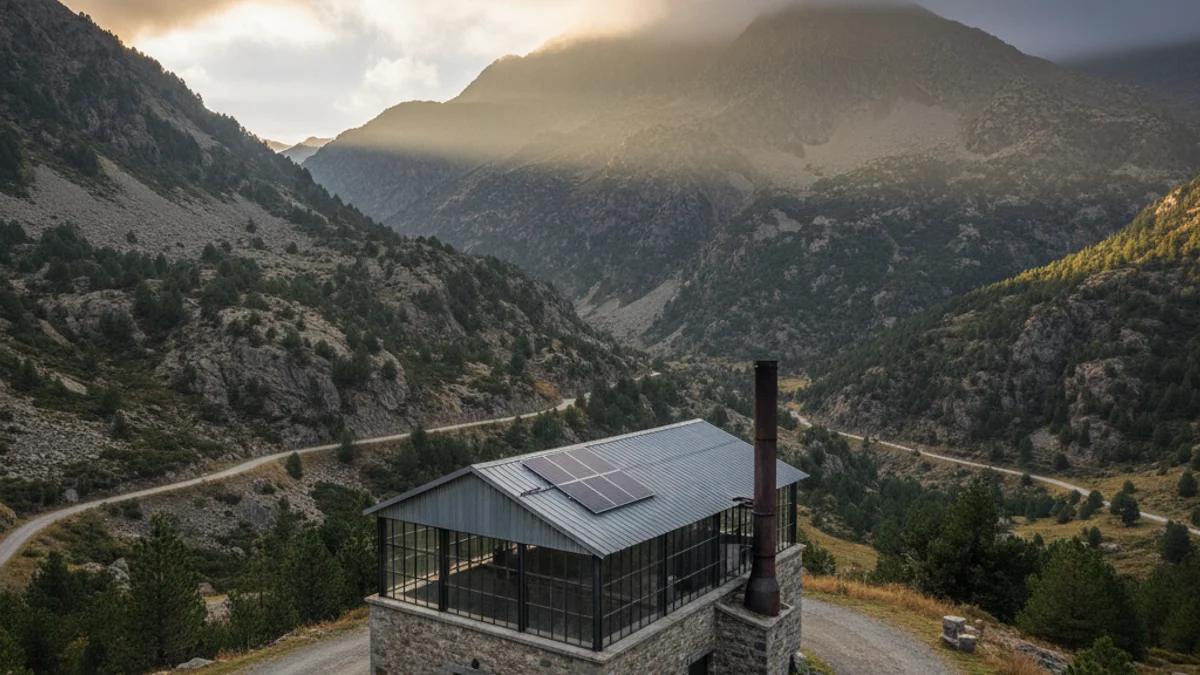Imagen genérica de un polígono industrial situado en una zona de montaña.