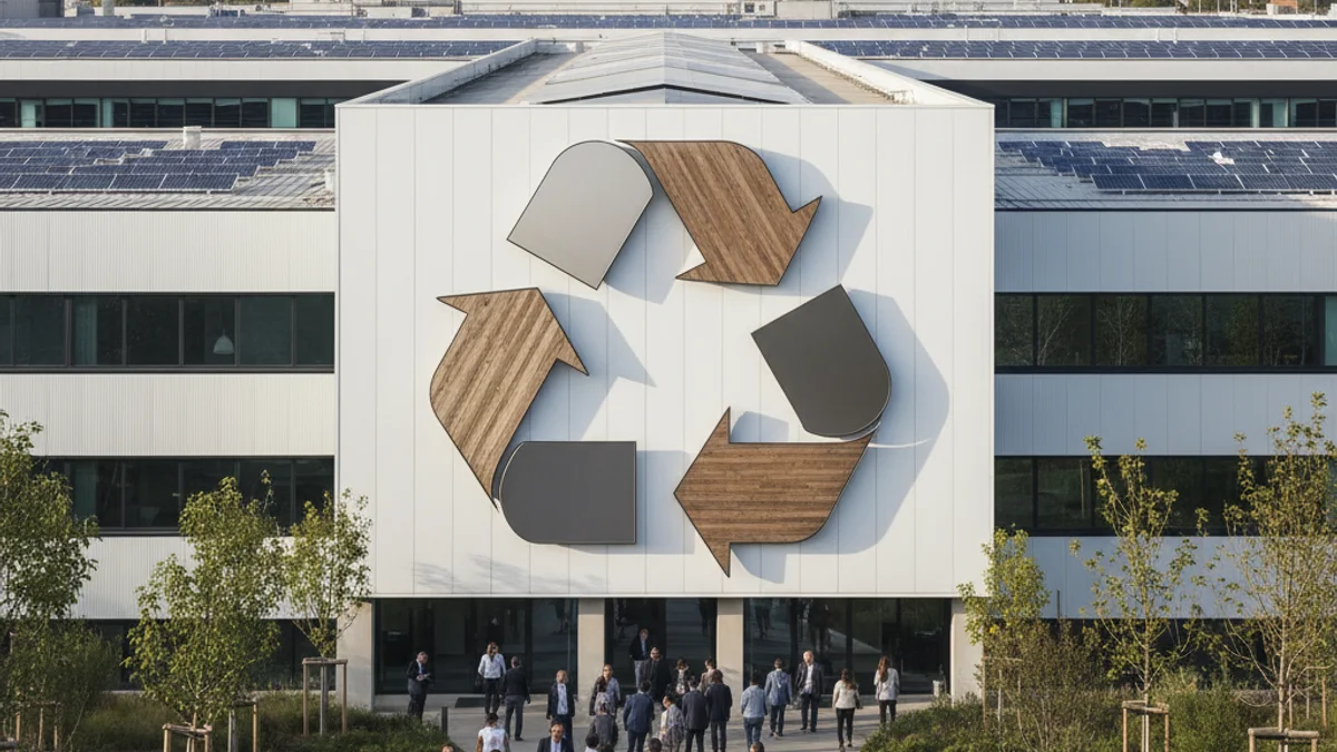 Imagen genérica de un polígono industrial moderno que apuesta por la sostenibilidad y la economía circular.