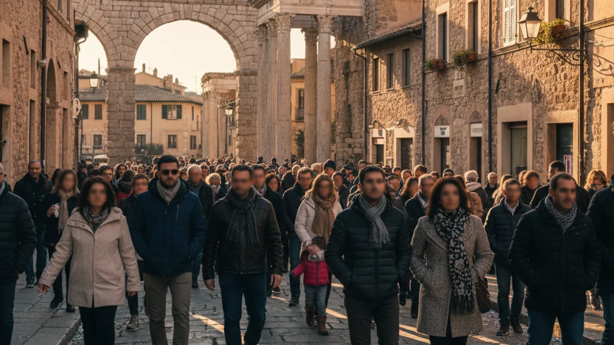Imagen genérica de un grupo de turistas paseando por una calle histórica durante los meses de invierno.