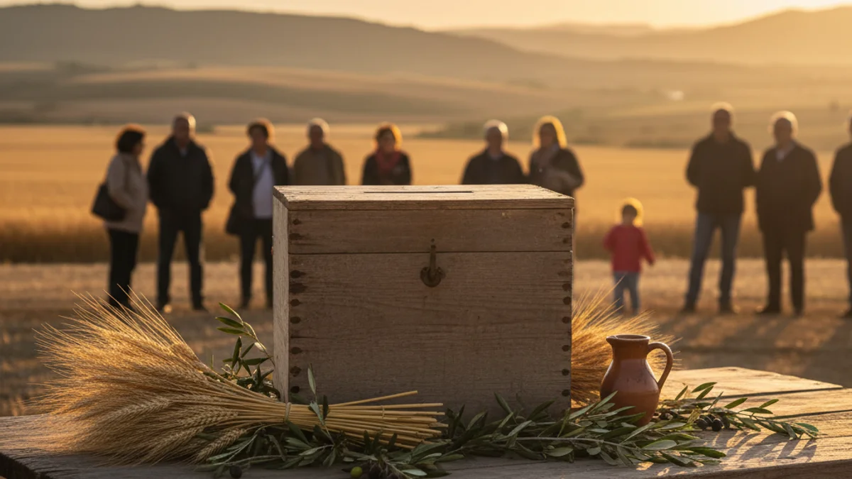Imagen genérica de una urna electoral en un entorno rural que simboliza las elecciones en el campo.