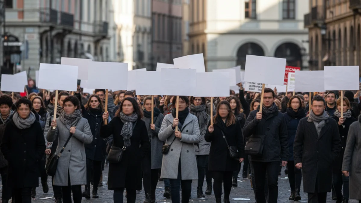 Imagen genérica de una manifestación de trabajadores por la calle en señal de protesta.