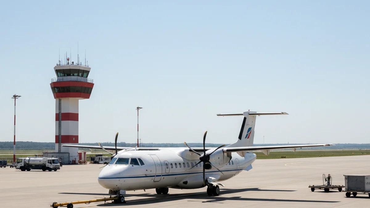 Imagen genérica de un avión comercial en la pista de un aeropuerto durante un día soleado.