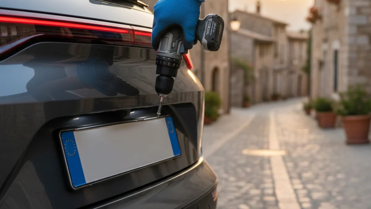 Imagen genérica de un vehículo moderno estacionado en una calle de un pueblo pequeño de Cataluña.