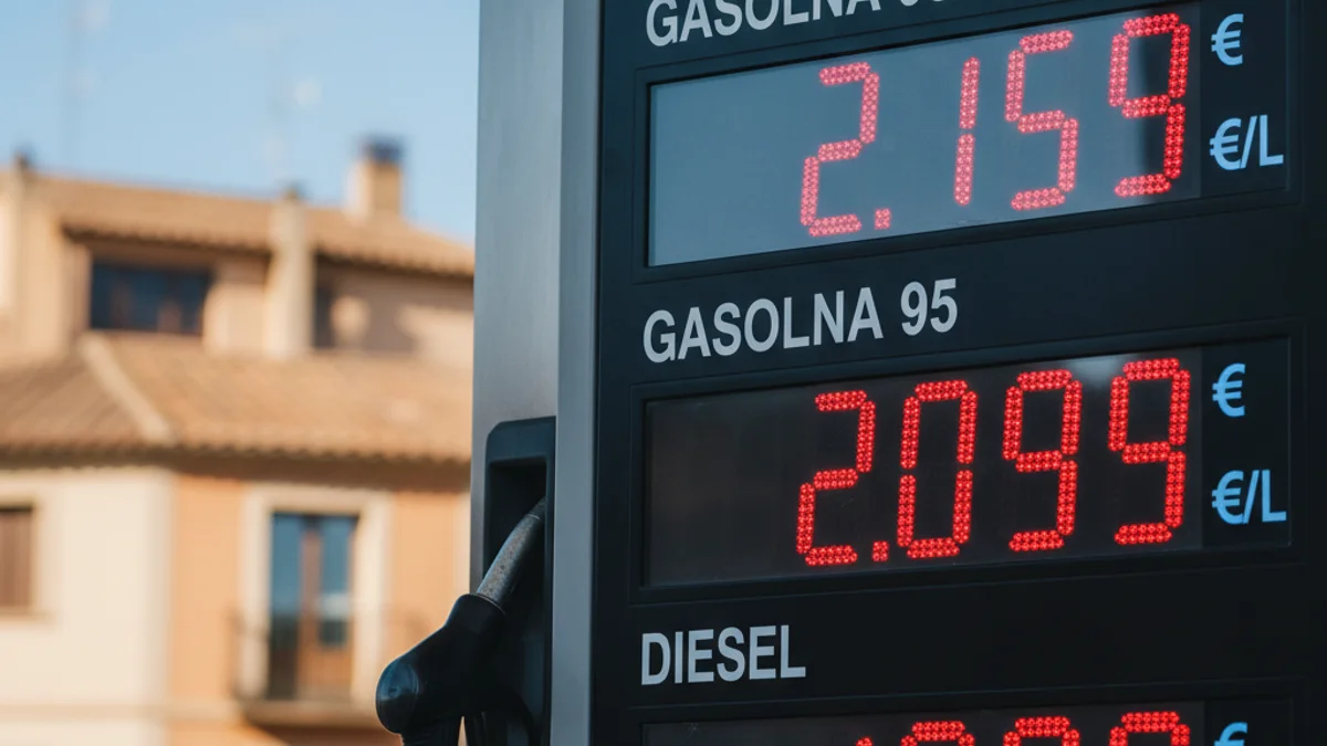 Imagen genérica de un panel digital con los precios del carburante en una gasolinera.