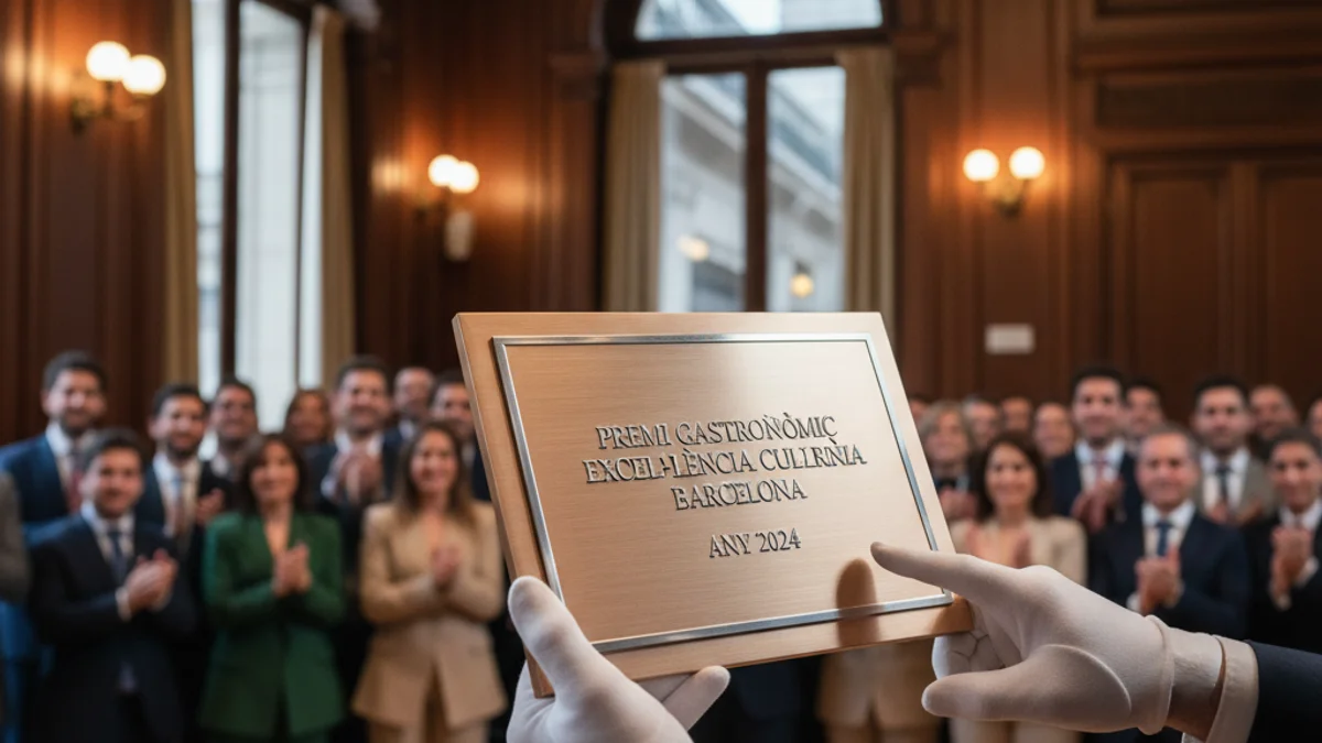 Imagen genérica de una placa de reconocimiento gastronómico en un acto oficial.