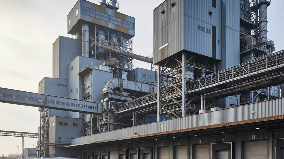 Imagen genérica de una planta de producción industrial con estructuras metálicas.