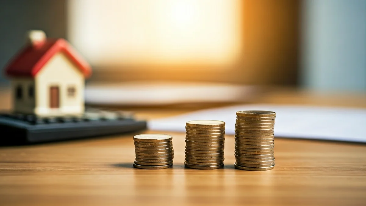 Imagen genérica de monedas de euro y una pequeña casa, simbolizando el coste de la vivienda.