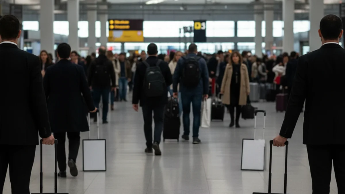 Imagen genérica de un panel de información de vuelos en un aeropuerto con avisos de cancelación.
