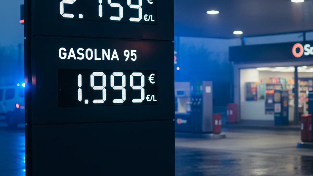 Imagen genérica de un panel de precios en una gasolinera donde el gasóleo supera el coste de la gasolina.