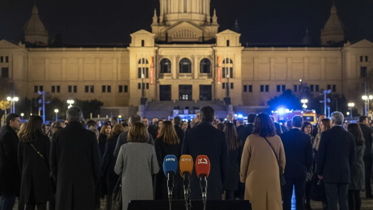 Imagen genérica de la fachada de un museo iluminada durante un acto institucional nocturno.