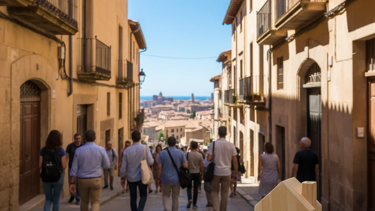 Imagen genérica de un barrio residencial con edificios de viviendas bajo un cielo despejado.