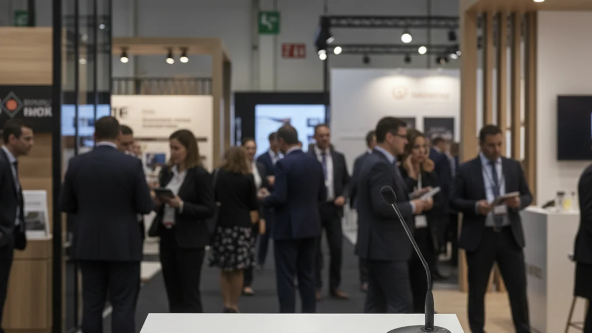 Imagen genérica de un salón profesional de hostelería con estands y visitantes.