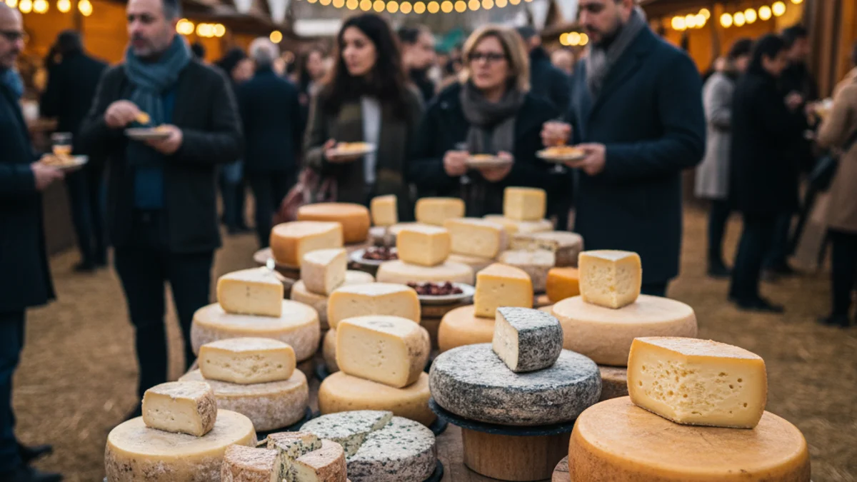 Imagen genérica de una muestra de quesos artesanos en una feria gastronómica.