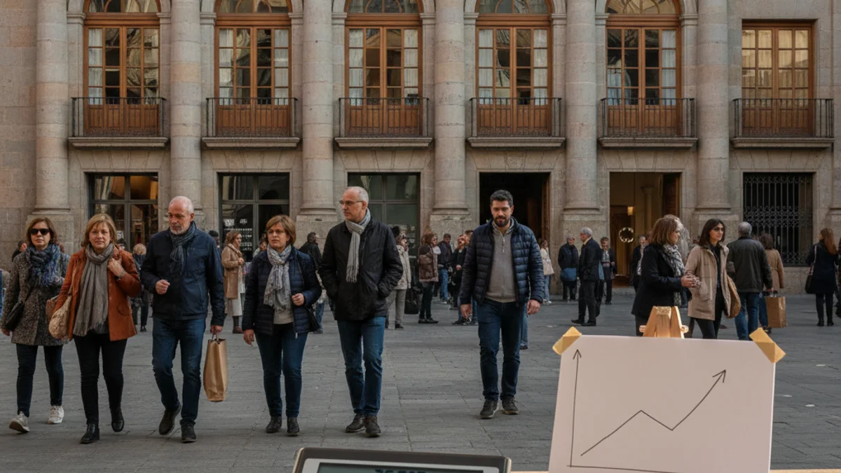 Imagen genérica de la fachada de un ayuntamiento y elementos de gestión económica.