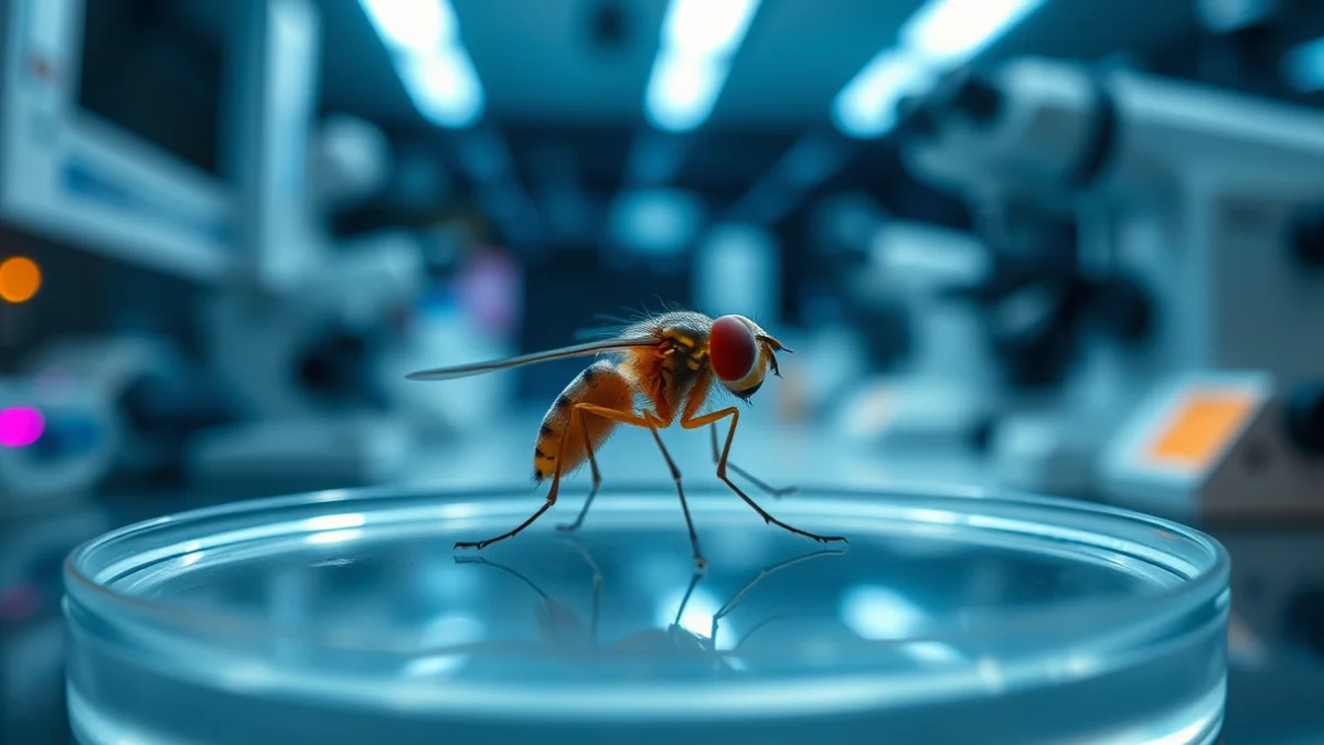 Imagen genérica de una mosca de la fruta utilizada en investigación científica en un laboratorio.
