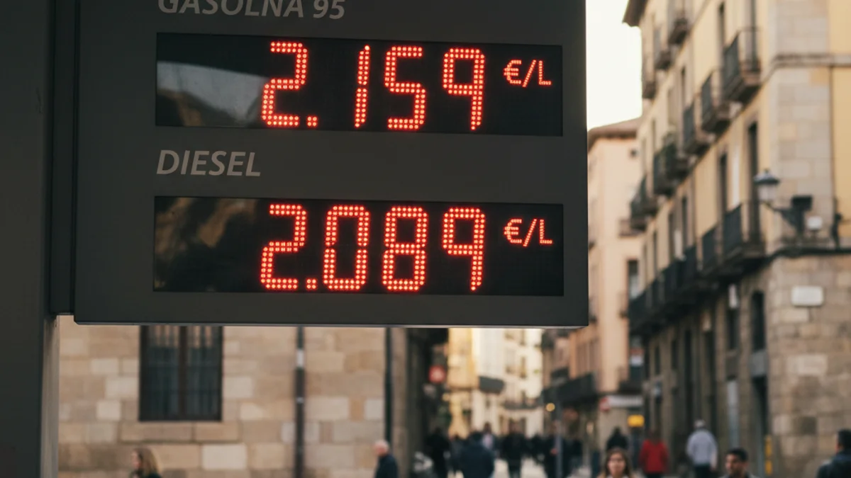 Imagen genérica de un panel informativo de precios en una estación de servicio.