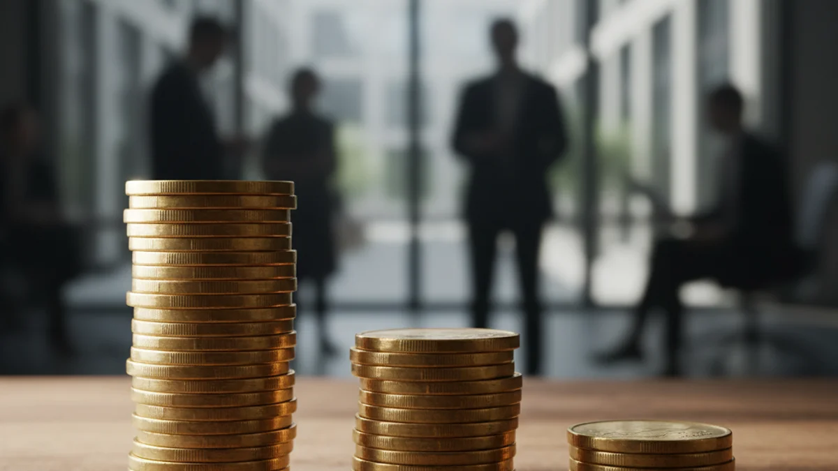 Imagen genérica de dos pilas de monedas de diferente altura representando la brecha salarial.