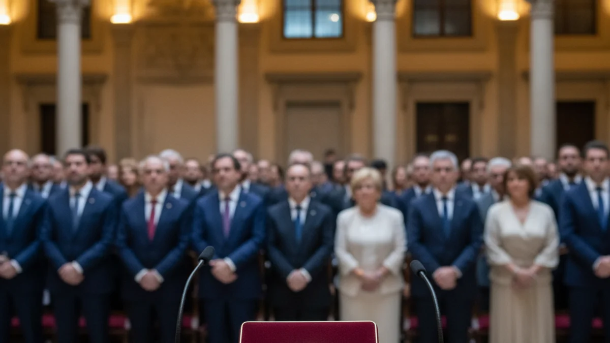 Imagen genérica de un galardón dorado durante una ceremonia de entrega de premios en un edificio histórico.