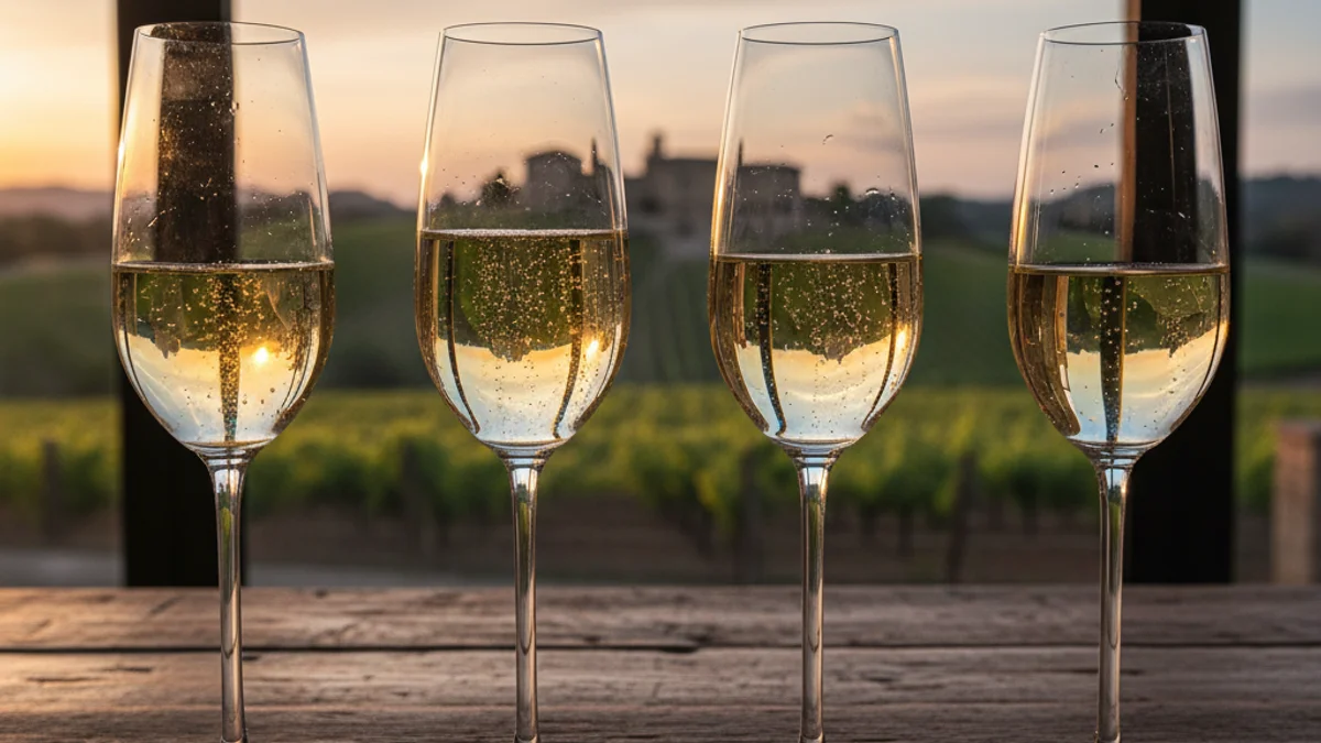 Imagen genérica de varias copas de cava durante una cata profesional.