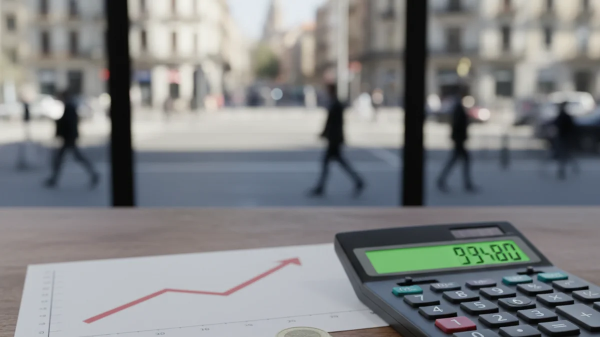 Imagen genérica de una calculadora y monedas sobre una mesa representando la economía doméstica.