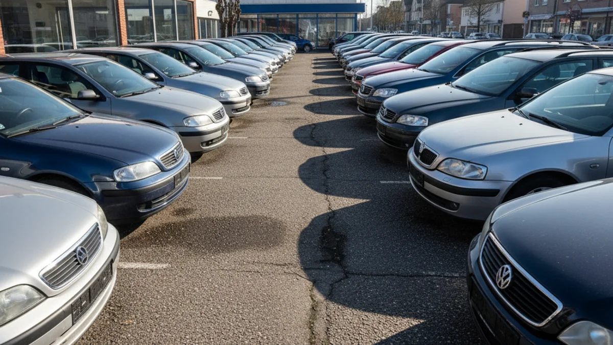 Imagen genérica de un concesionario de coches de ocasión con varios modelos expuestos.
