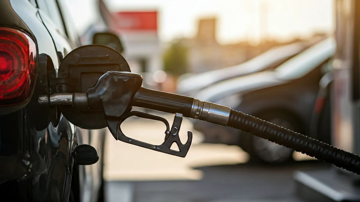 Imagen genérica de una mano llenando el depósito de un coche en una gasolinera.