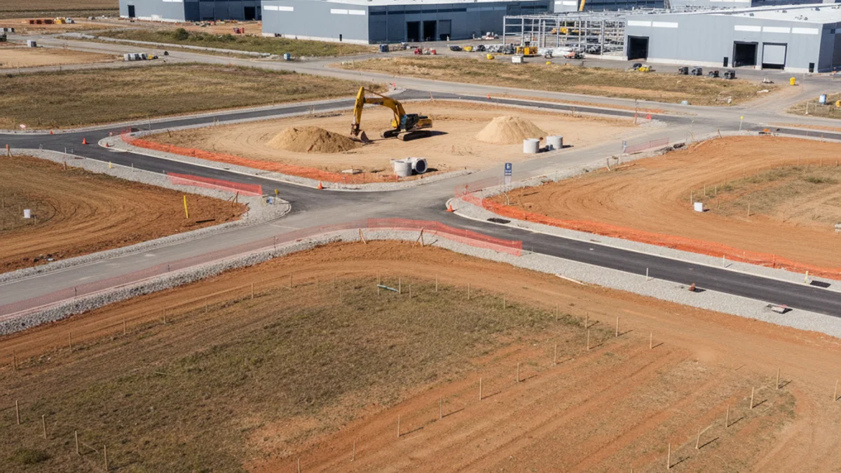 Imagen genérica de un terreno industrial preparado para la construcción de nuevas naves.