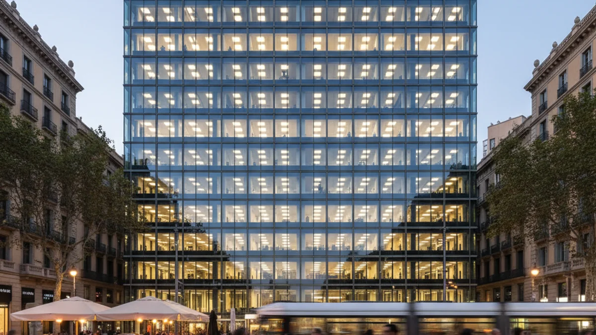 Imagen genérica del edificio Estel en el Eixample de Barcelona, actual sede de empresas tecnológicas y farmacéuticas.