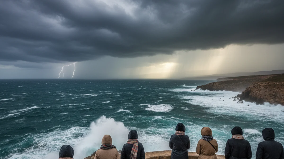 Imagen genérica de grandes masas de nubes y vapor de agua sobre el océano Atlántico.