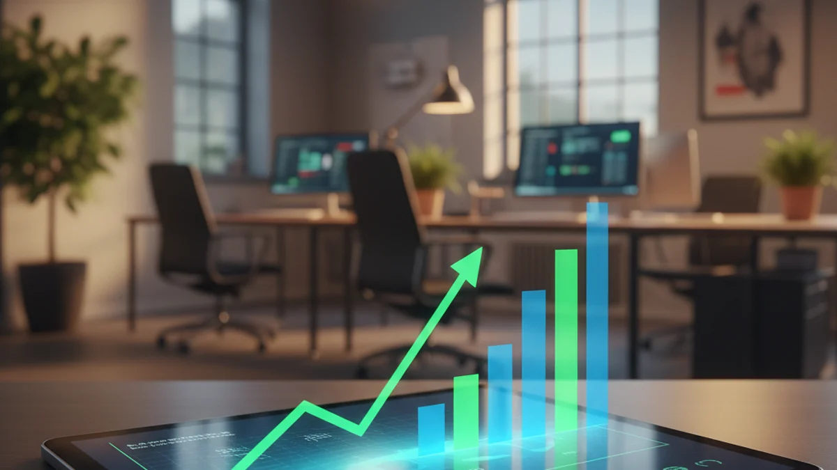 Imagen genérica de un gráfico digital que muestra crecimiento económico y datos de empleo.