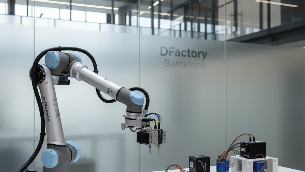 Imagen genérica de un brazo robótico en un entorno de fabricación inteligente y tecnología 4.0.