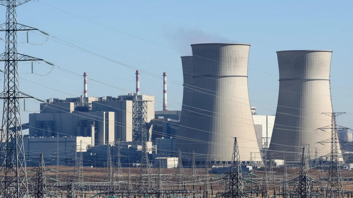 Imagen genérica de las instalaciones de una central nuclear con torres de refrigeración y líneas eléctricas.