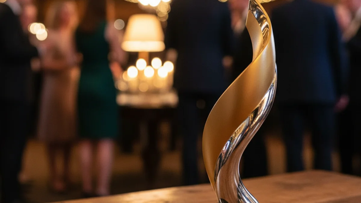 Imagen genérica de un galardón en una celebración de premios para jóvenes emprendedores.